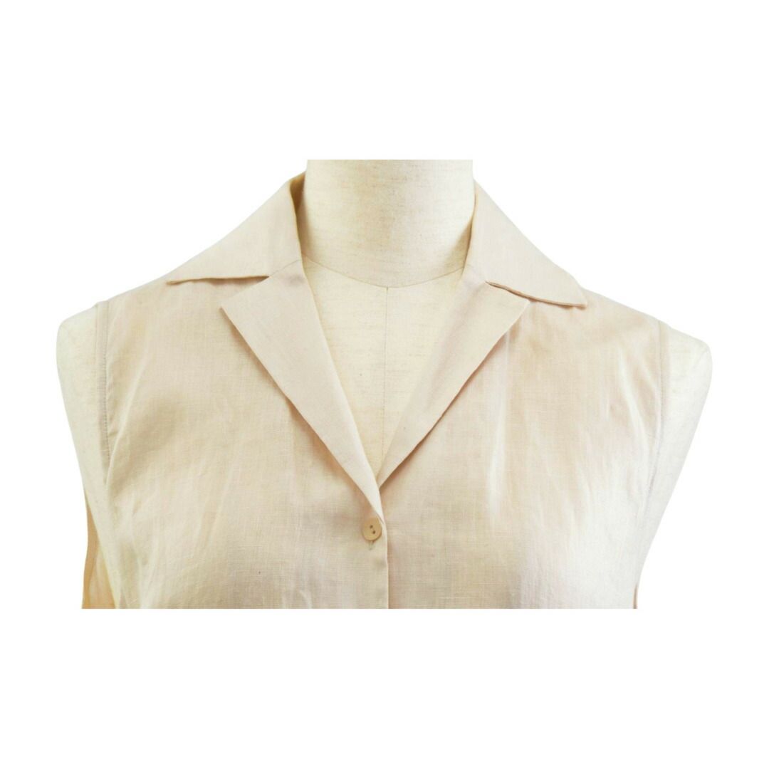 シビラ Sybilla ノースリーブ シャツ ワンピース ロング リネン M