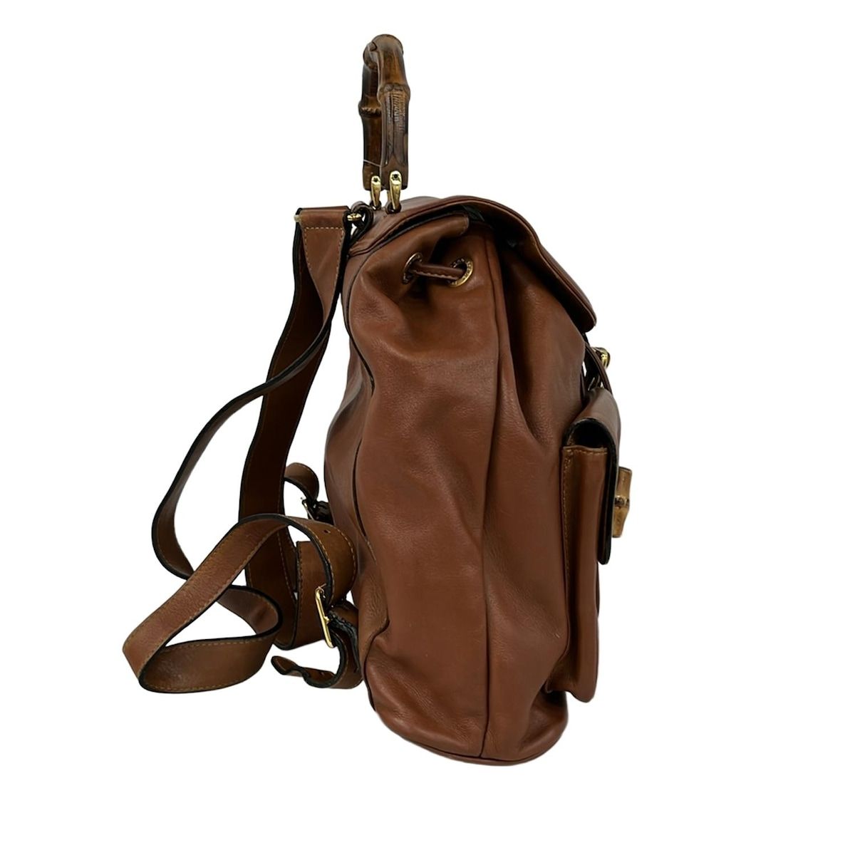 GUCCI(グッチ) リュックサック バンブー ブラウン レザー - メルカリ