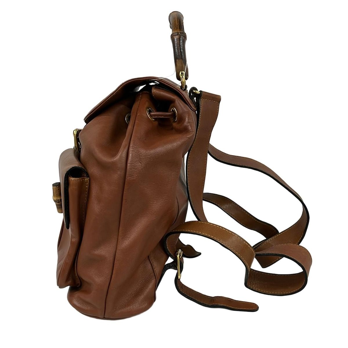 グッチ GUCCI バックパック リュック ブラウン レザー バンブー GUCCI(グッチ) バンブー バックパック リュック 702101 茶 ブラウン