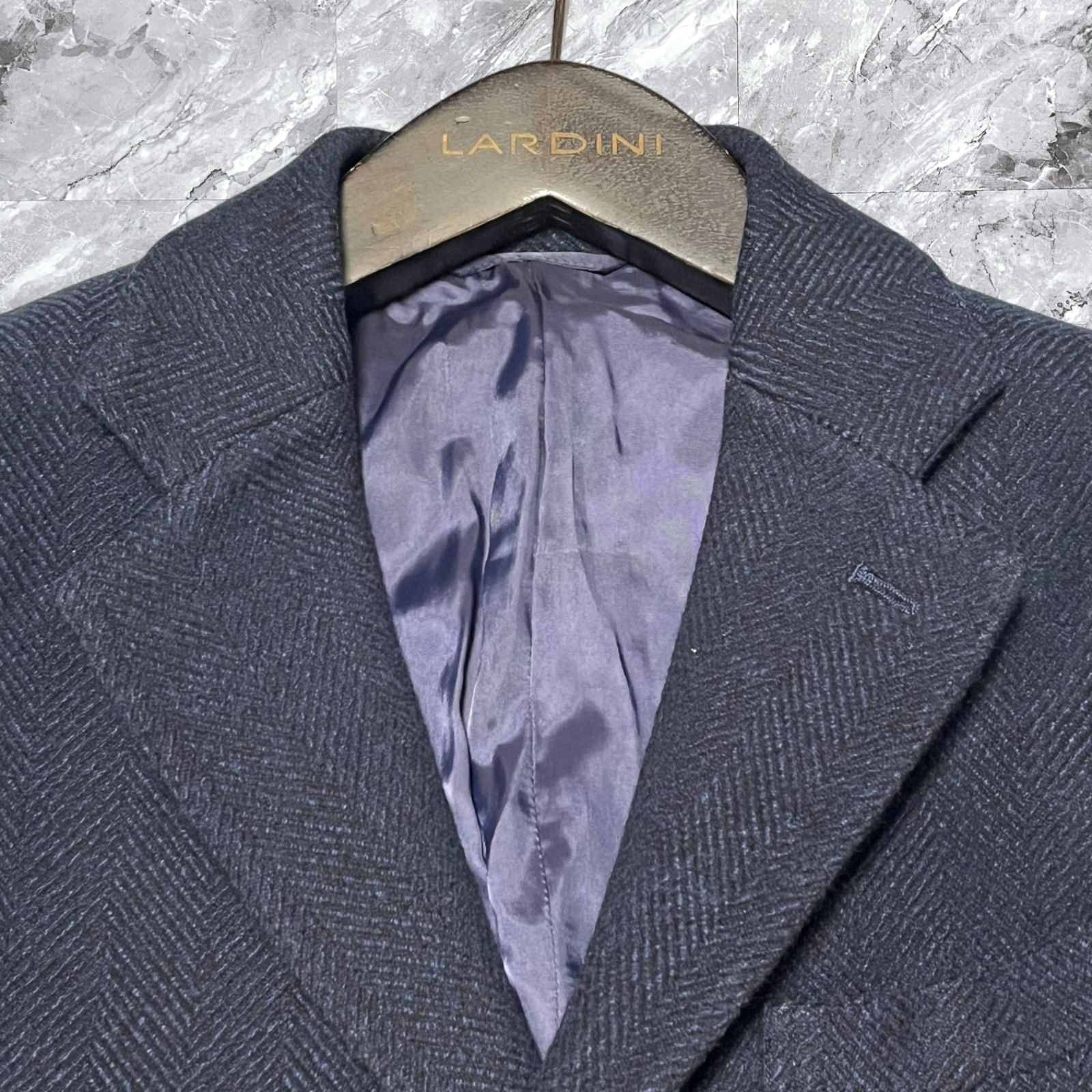 未使用級 チェスターコート ロングコート ウール ヘリンボーン