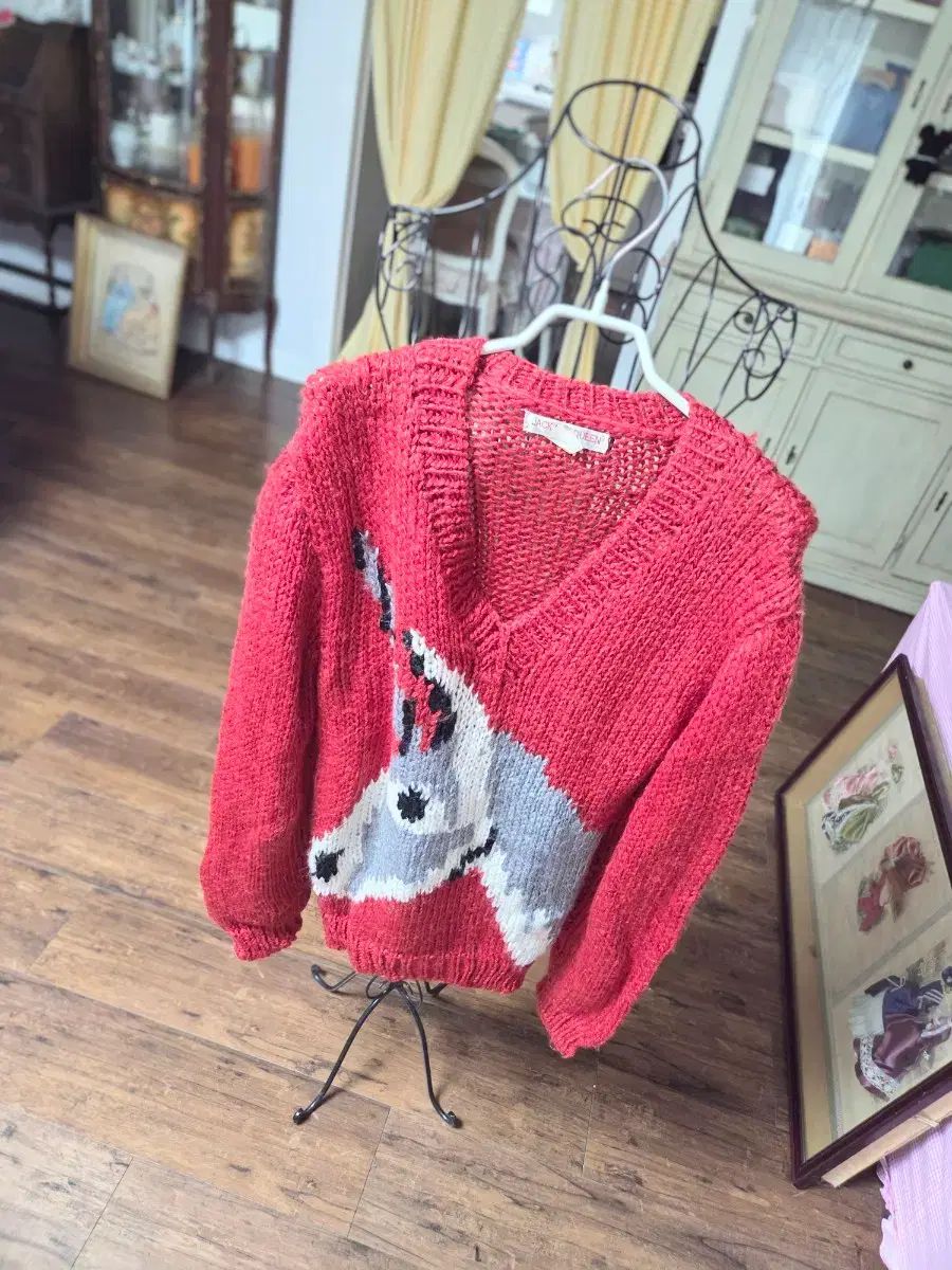 ヴィンテージ　チロリアンニット　レッド　ヨーロッパ　P vintage】赤いチロリアンニット カーディガン ヨーロッパ古着 - メルカリ