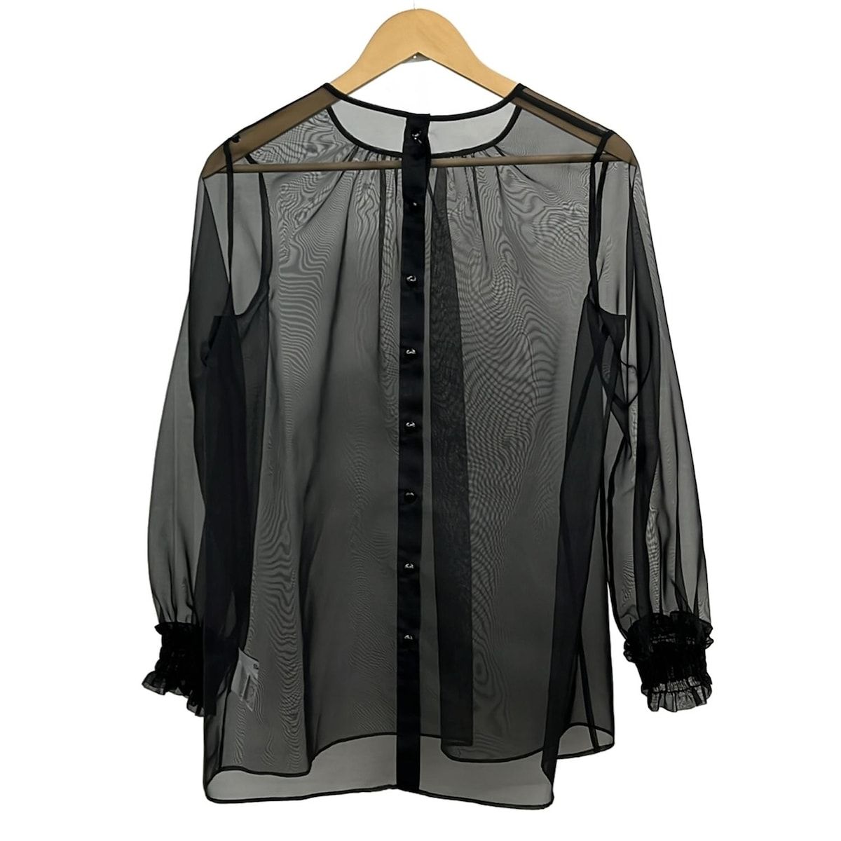 René シースルーブラックシャツ Rene(ルネ) 長袖シャツブラウス サイズ38 M レディース新品同様 - 黒