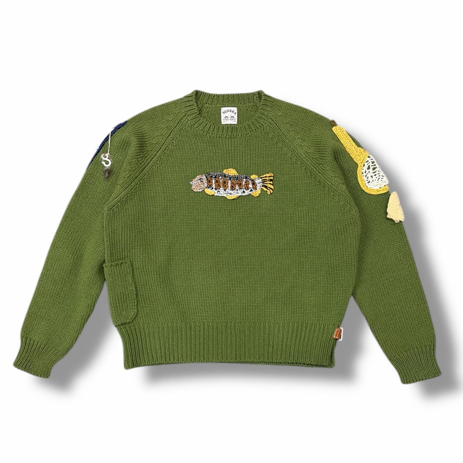 未使用 SUNSEA 25AW FISHING SWEATER 参考上代110000円 未使用 SUNSEA 25AW FISHING SWEATER フィッシング