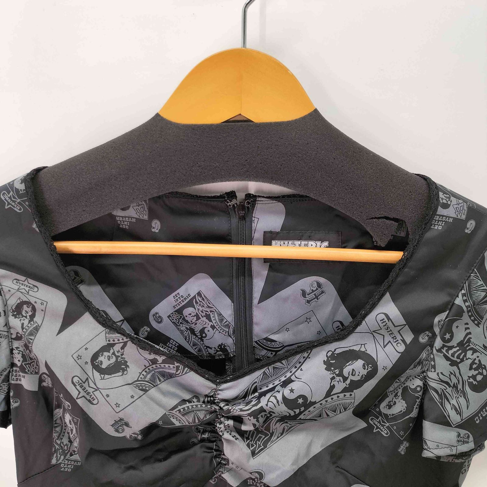 ヒステリック HYSTERIC トランプ ポーカー 総柄 ギャザー ワンピース  