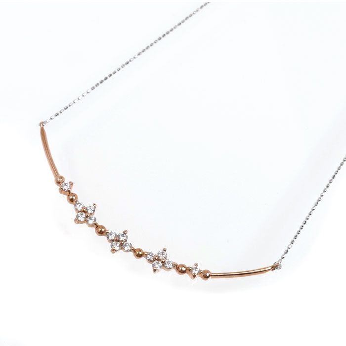 K18WG ホワイトゴールドのネックレス 40cm ダイヤモンド K18WG ホワイトゴールド K18PG ピンクゴールド ネックレス