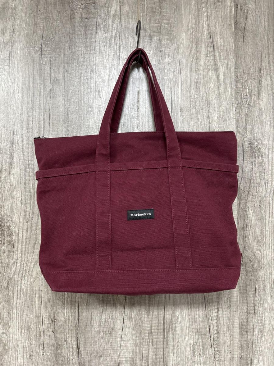 marimekko マリメッコ キャンバス トート バッグ size-/ボルドー 