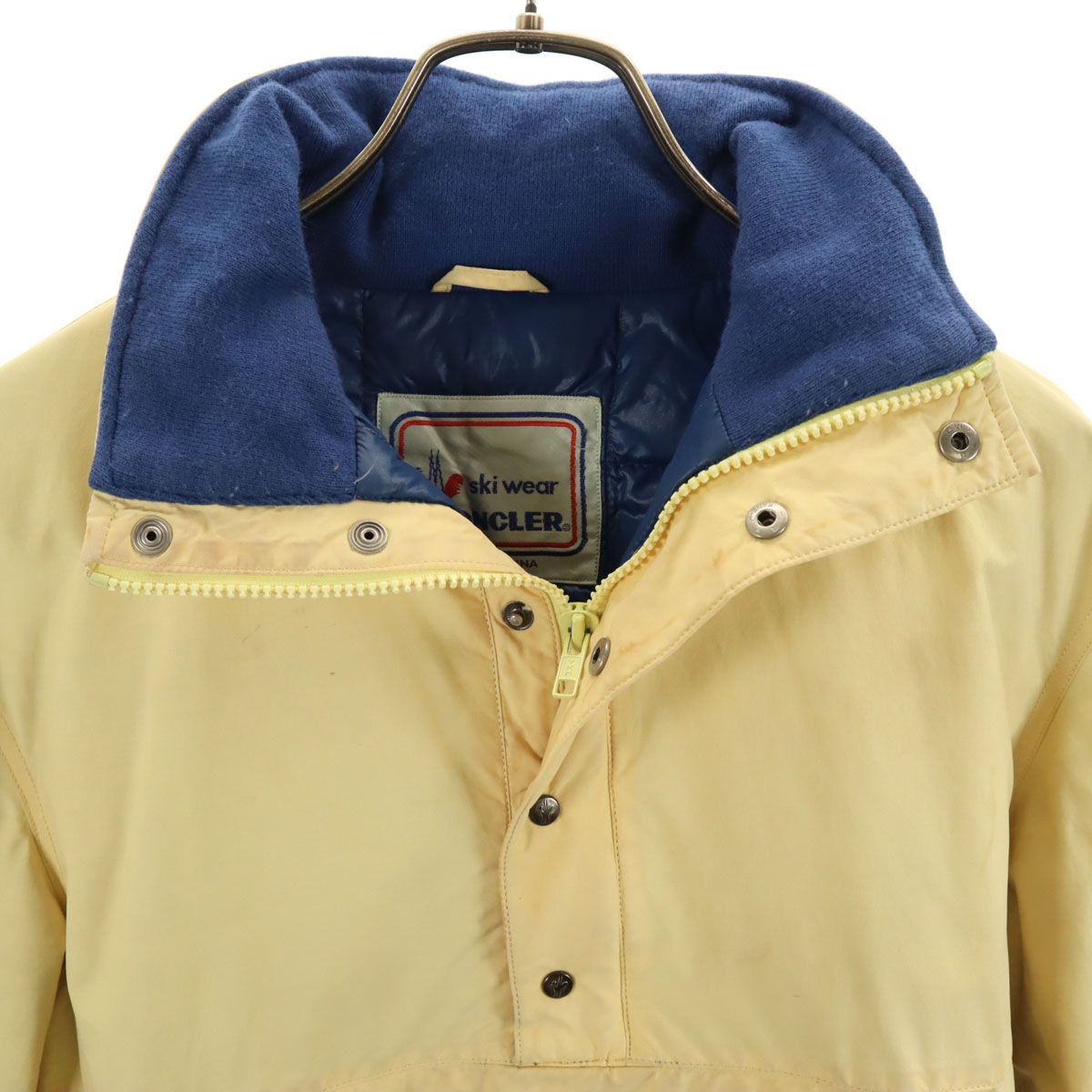古着 MONCLER モンクレール 80s アシックス ヴィンテージ ハイブリッド ダウンジャケット S イエロー プルオーバー アノラック メンズ MONCLER モンクレール 80s アシックス ヴィンテージ ハイブリッド