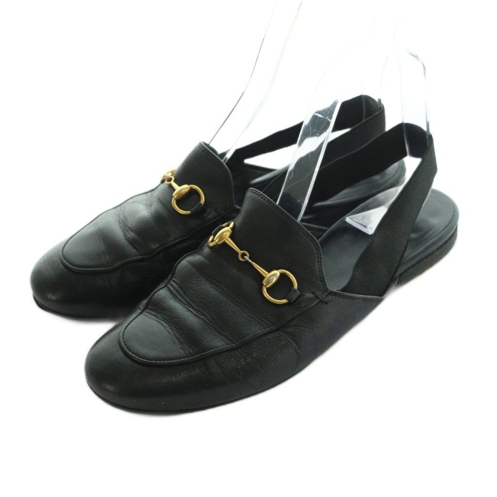 中古 GUCCI ホースビット付き レザー フラット バレエシューズ 36黒 中古・古着通販】GUCCI (グッチ) ホースビットモカシンシューズ