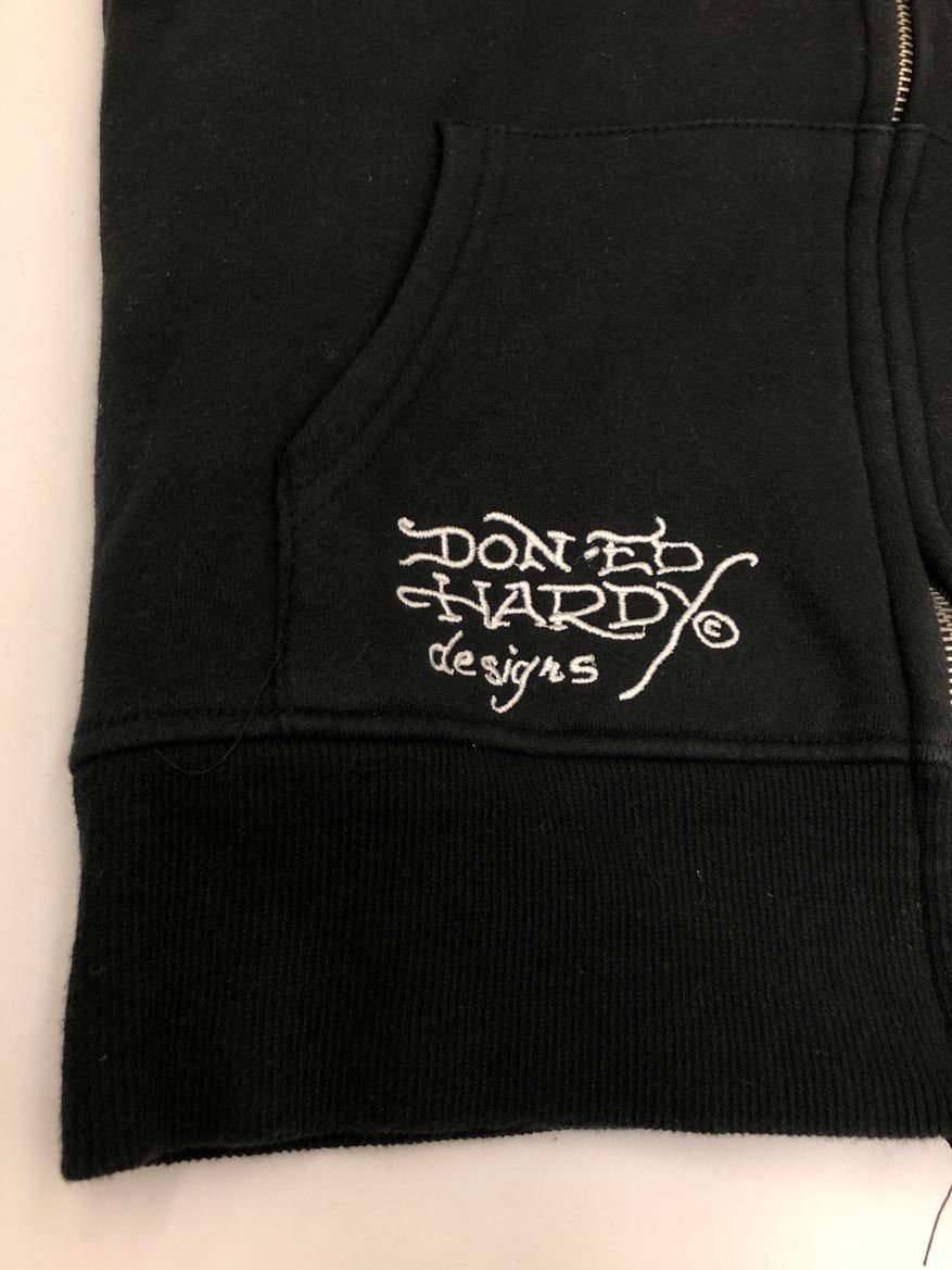 Ed Hardy エドハーディー スカル ロゴ プリント ジップアップ パーカー