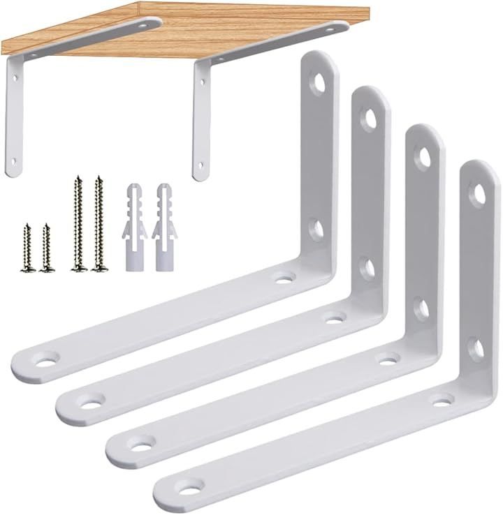 I'm so happy 棚受け金具 白 スチール アイアン l字型 4本セット