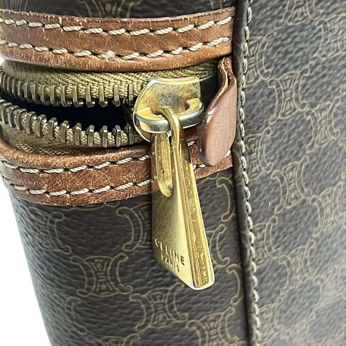 CELINE(セリーヌ) バニティバッグ マカダム柄 ダークブラウン×ブラウン