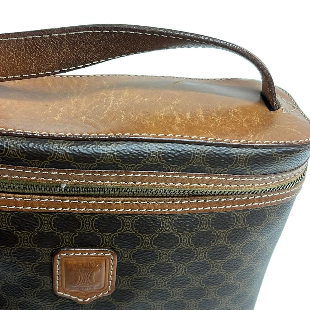 CELINE(セリーヌ) バニティバッグ マカダム柄 ダークブラウン×ブラウン