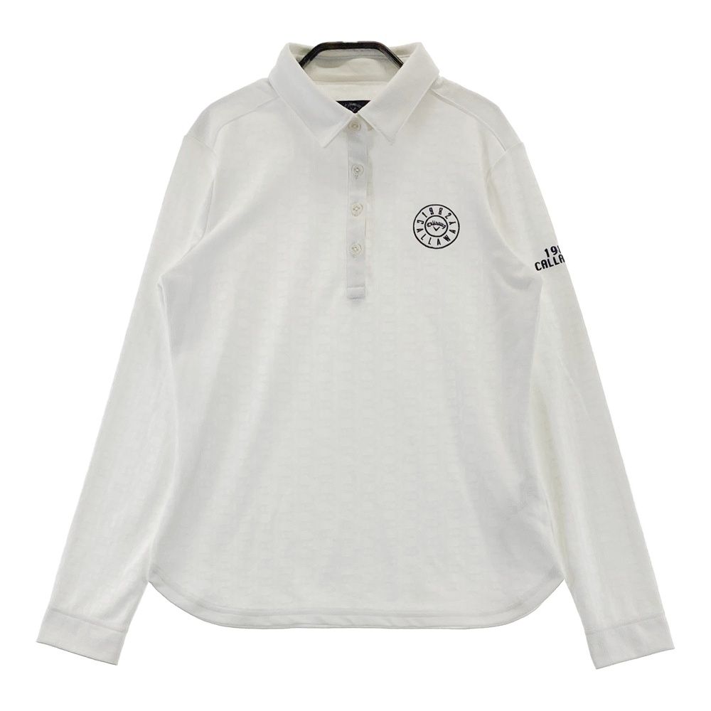 サイズ：L CALLAWAY キャロウェイ 長袖ポロシャツ 総柄 ホワイト系