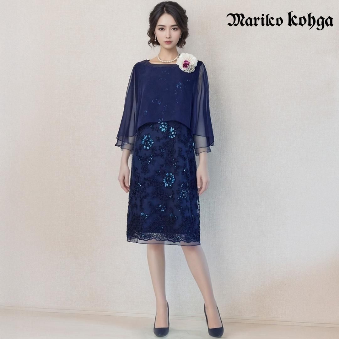 最終価格　東京ソワール コウガマリコ ドレス　Lサイズ フレンチスリーブ 光沢 最終価格 東京ソワール コウガマリコ ドレス Lサイズ フレンチスリーブ