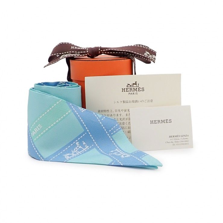 未使用　HERMES エルメス ボルデュック リボン シルク スカーフ 箱付き 未使用 HERMES エルメス ボルデュック リボン シルク スカーフ 箱付き