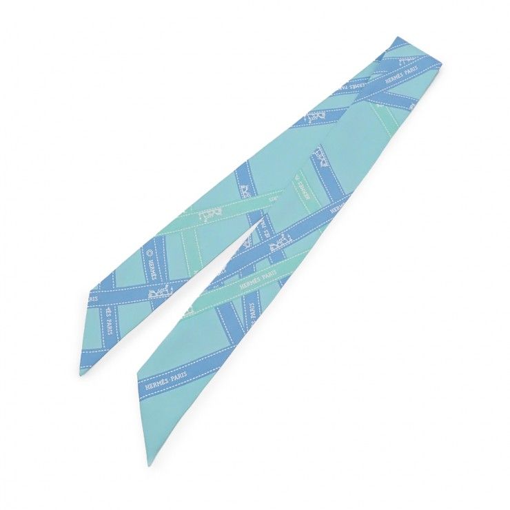 美品 HERMES エルメス Twilly ツイリー リボンスカーフ 061719S
