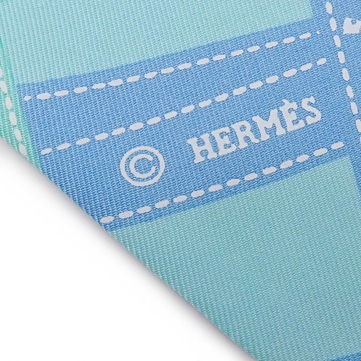 美品 HERMES エルメス Twilly ツイリー リボンスカーフ 061719S