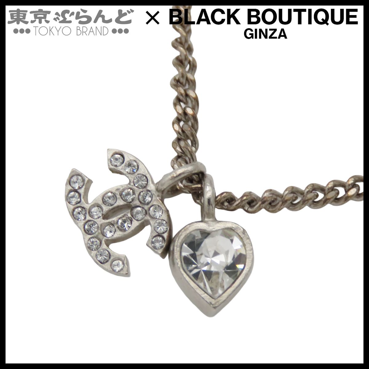シャネル CHANEL ネックレス シルバー メタル ラインストーン ココ
