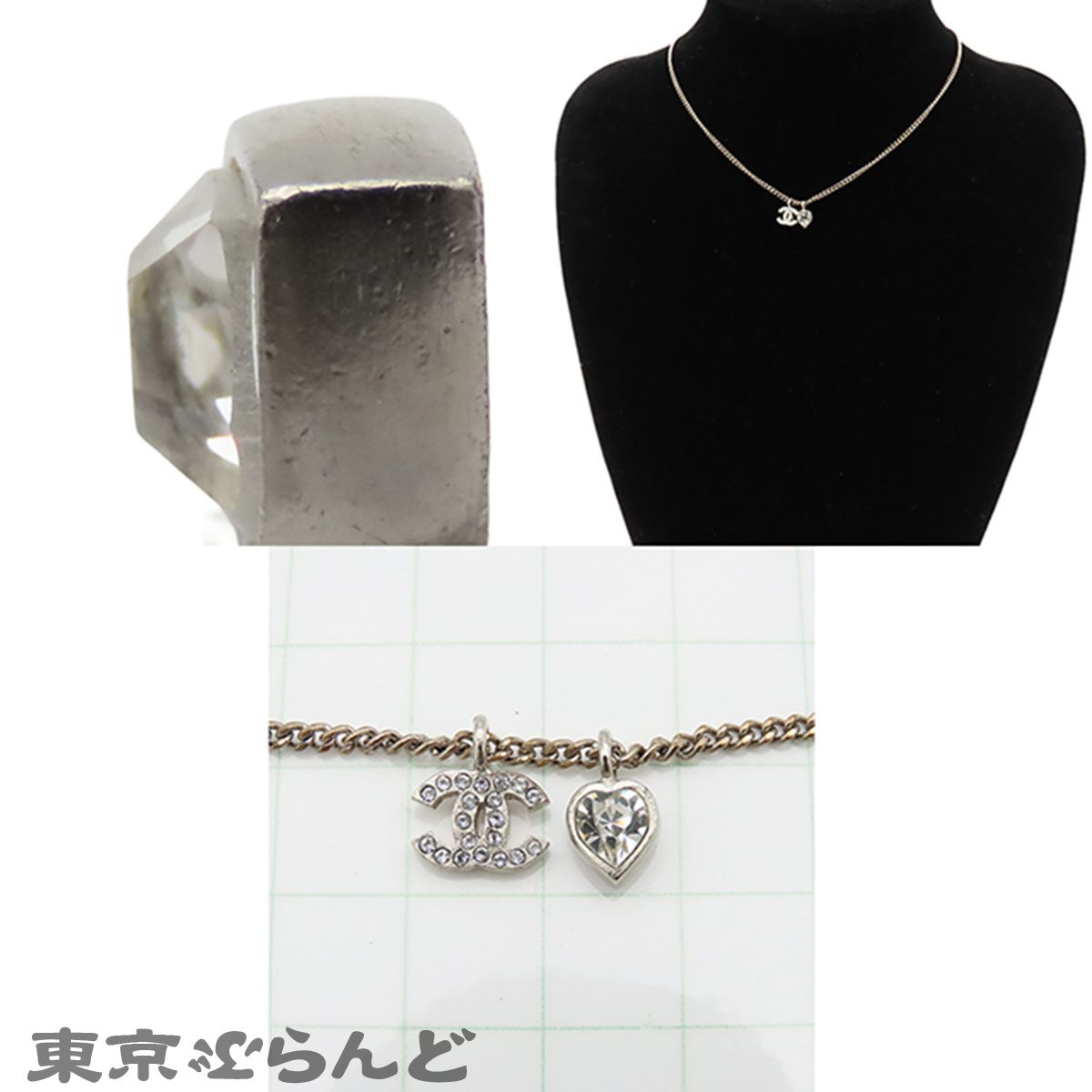 シャネル CHANEL ネックレス シルバー メタル ラインストーン ココ