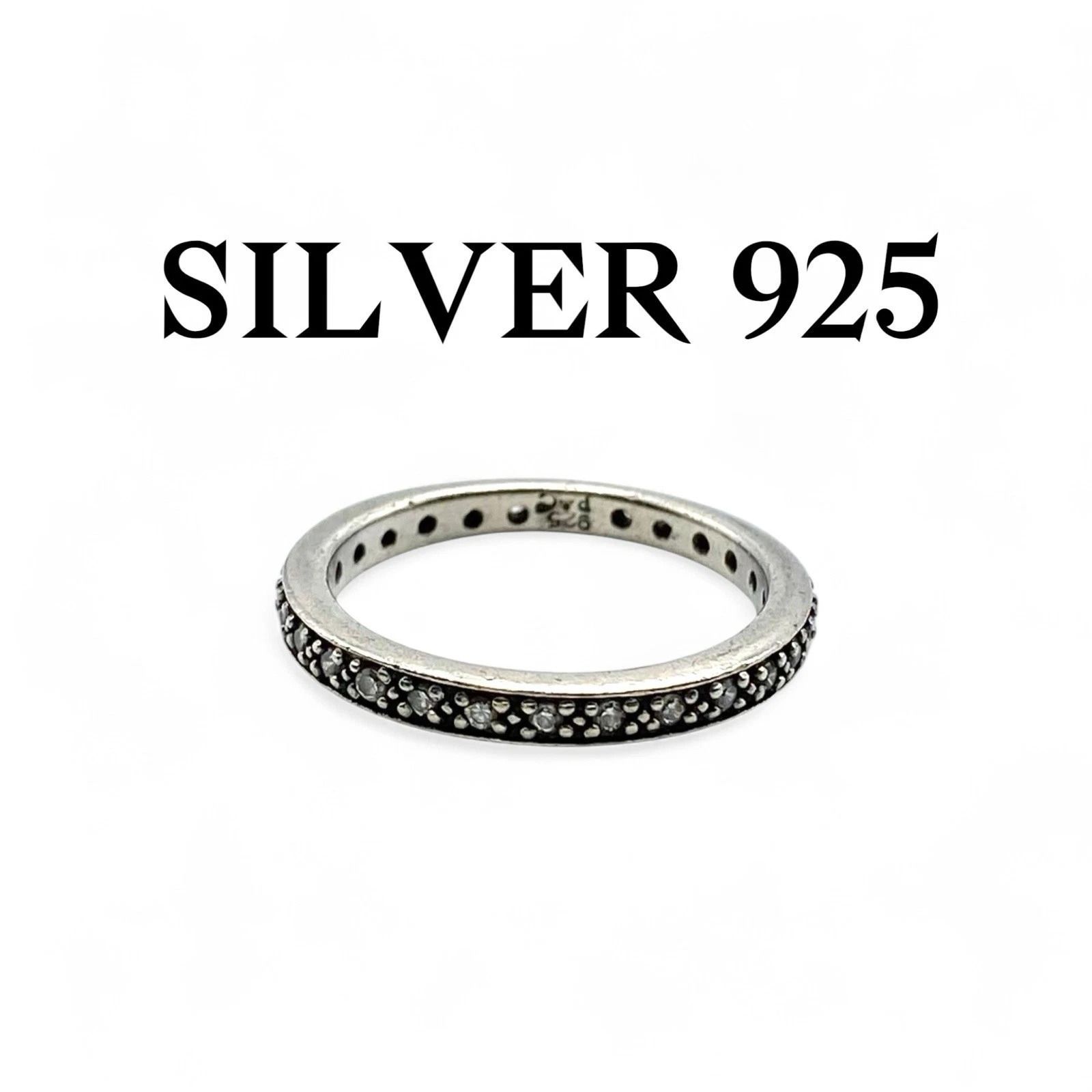 途切れない輝き】ジルコニア Silver 925 刻印 80s Vintage Design Ring