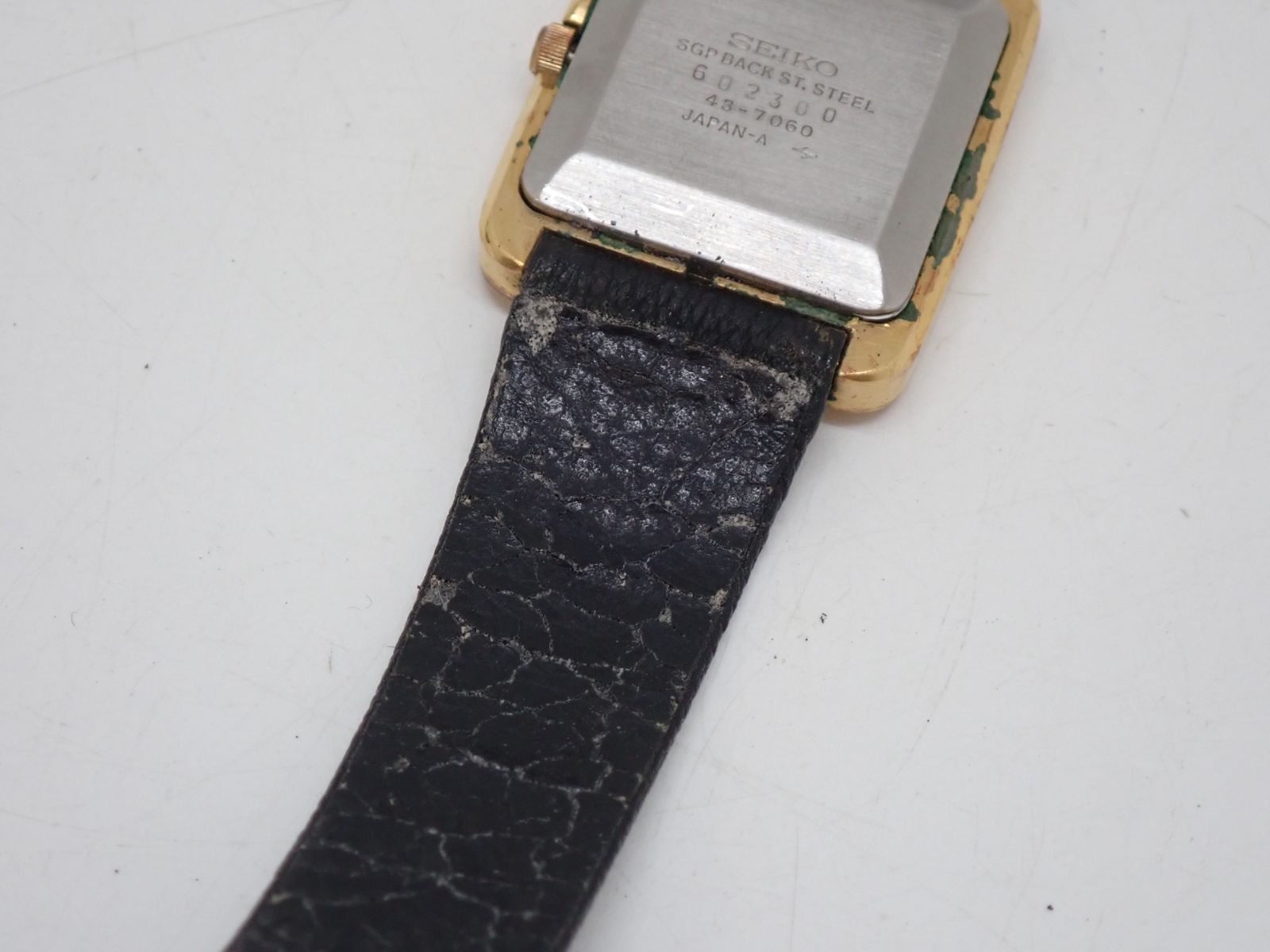 53766】 SEIKO セイコー 43-7060 クォーツ 腕時計 革ベルト ベルト劣化