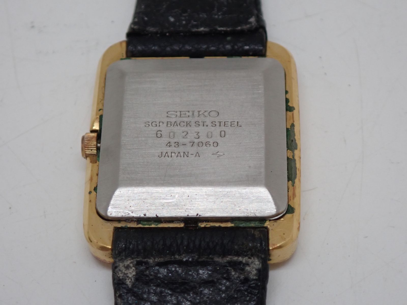 【希少】SEIKO純正ベルト付 43-0091 ヴィンテージ クォーツ 70年代 53766】 SEIKO セイコー 43-7060 クォーツ 腕時計 革ベルト ベルト劣化