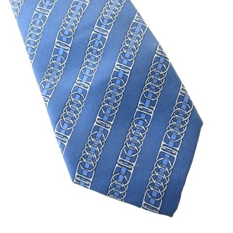 エルメス HERMES ネクタイ シルク100 885PA チェーン柄 ブルー - メルカリ