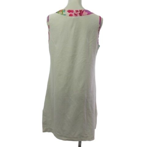 ブルマリン Blumarine ノースリーブワンピース 膝丈 パイル 花柄 白