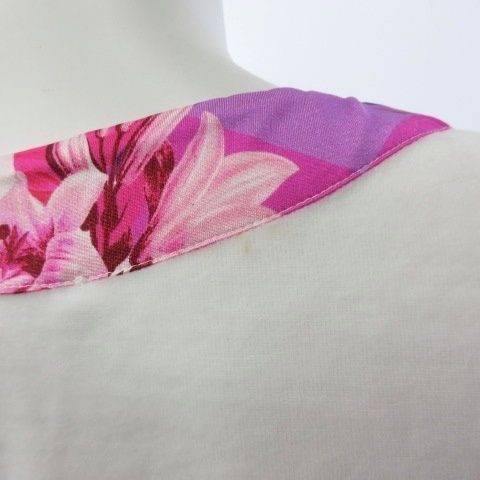 ブルマリン Blumarine ノースリーブワンピース 膝丈 パイル 花柄 白