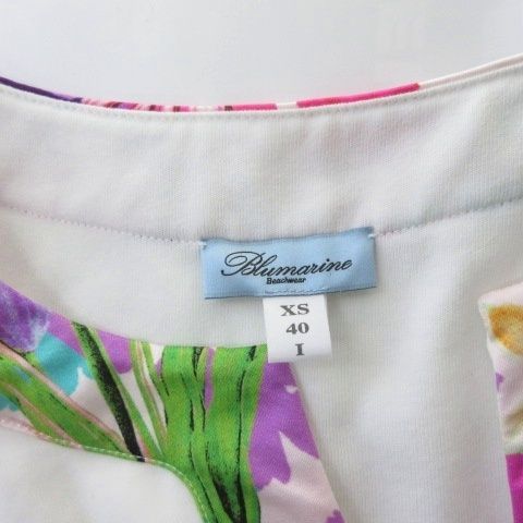 ブルマリン Blumarine ノースリーブワンピース 膝丈 パイル 花柄 白