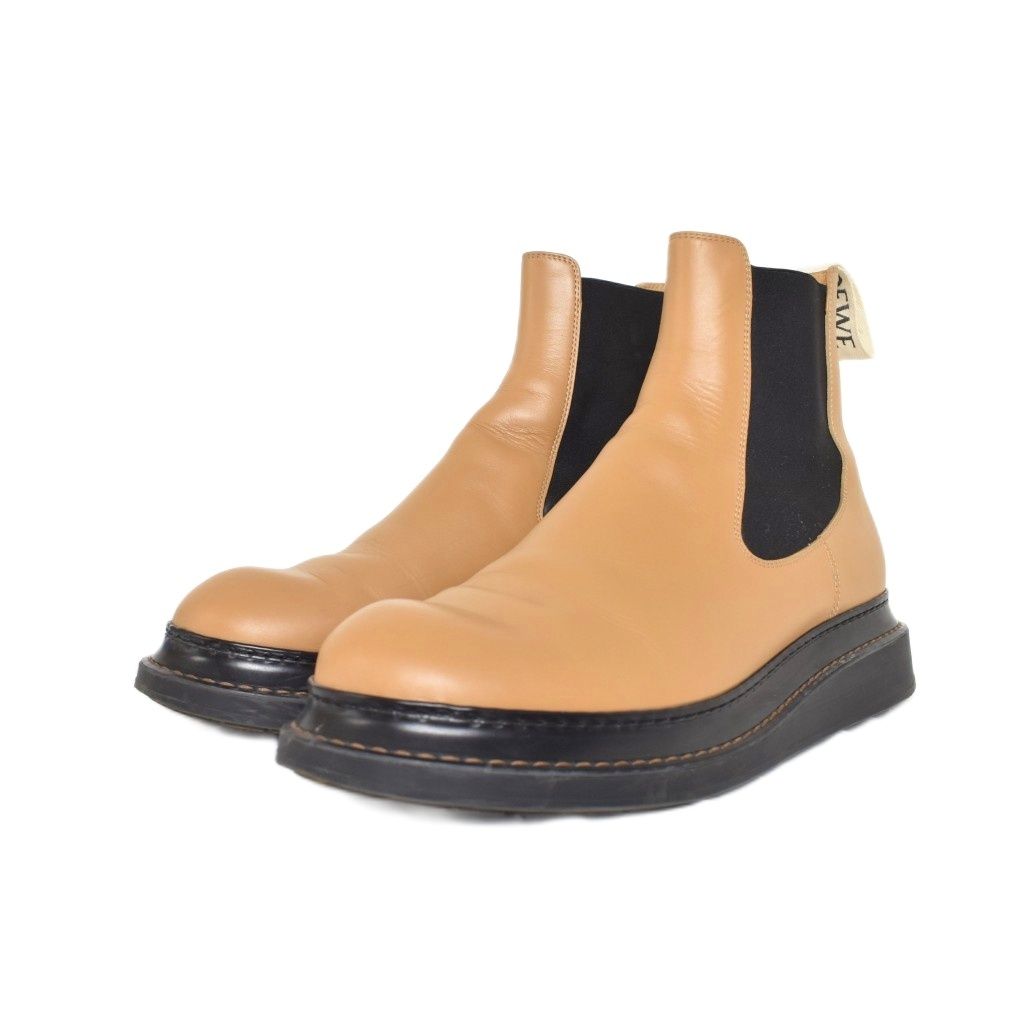 ロエベ LOEWE サイドゴア チェルシーブーツ 43 ベージュ - メルカリ