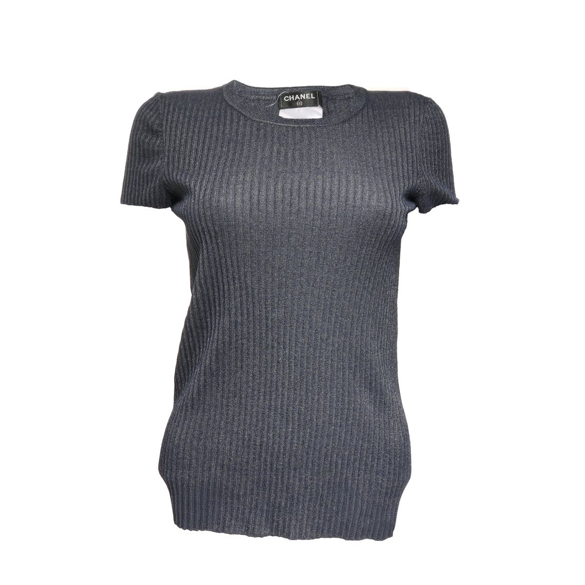 CHANEL シャネル ニット 半袖シャツ リブニット カシミア ラメ ココ  
