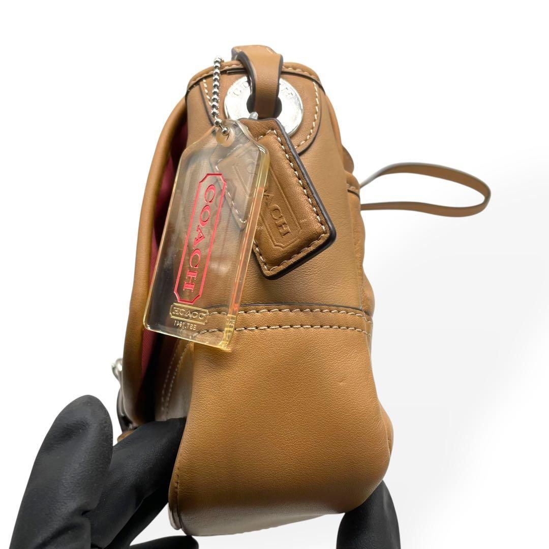 極美品 COACH コーチ ショルダーバッグ レザー 斜め掛け 本革 ベージュ