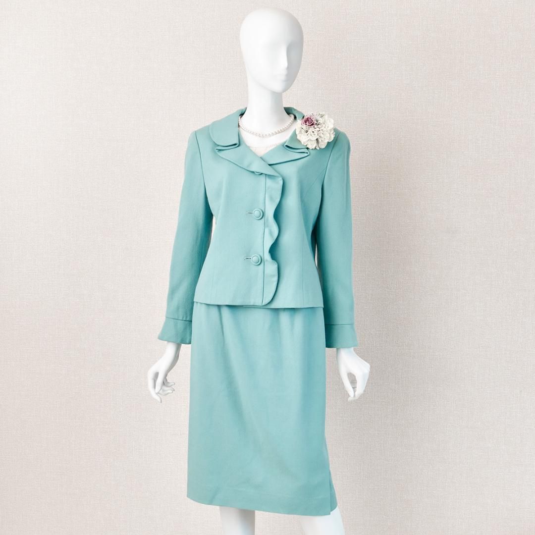 値下げしました。美品格安 YUKI TORII 緑色ジャケット及びインナ ー ○当日発送可能！ユキ トリイ セレモニー 9号 ミントグリーン アンゴラ