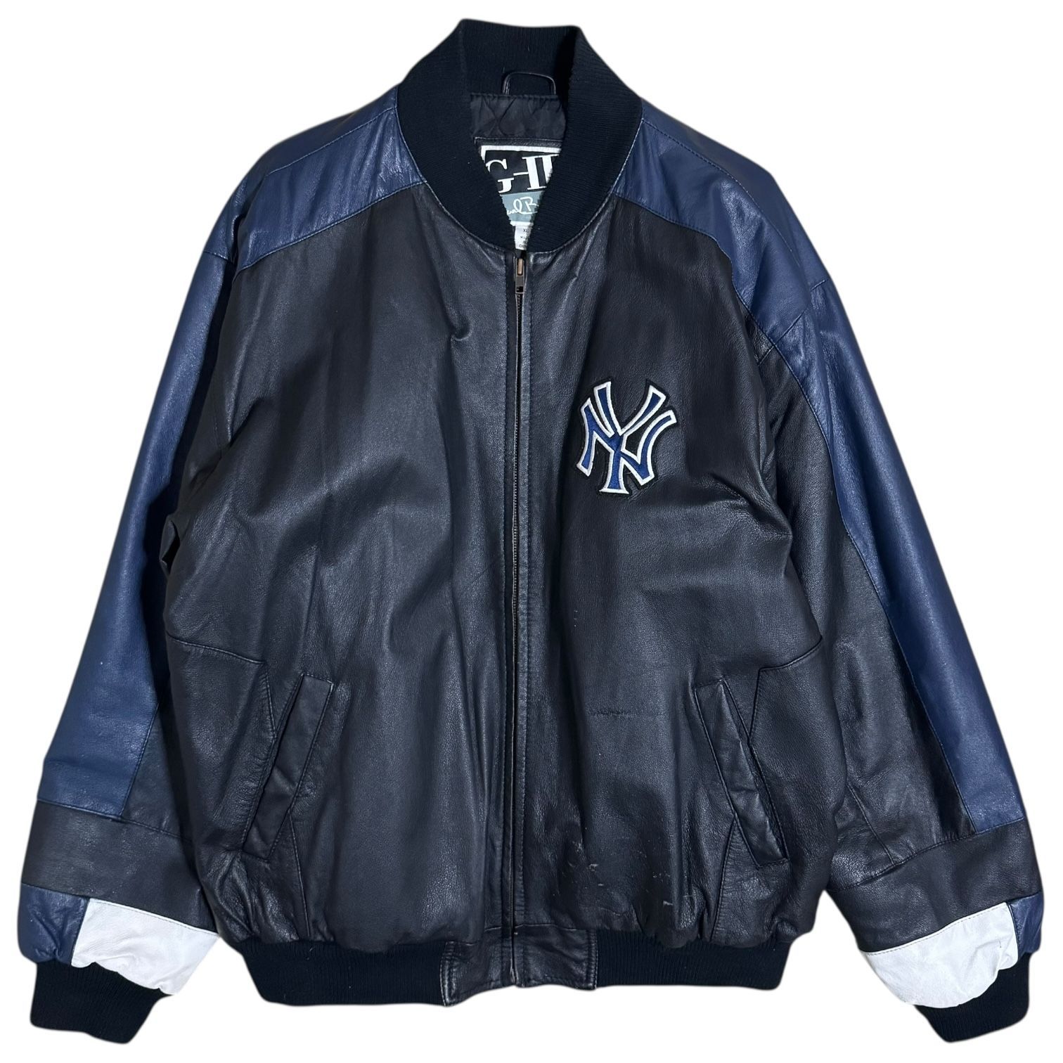 希少】G-III Yankees オールレザー スタジャン ネイビー MLB 