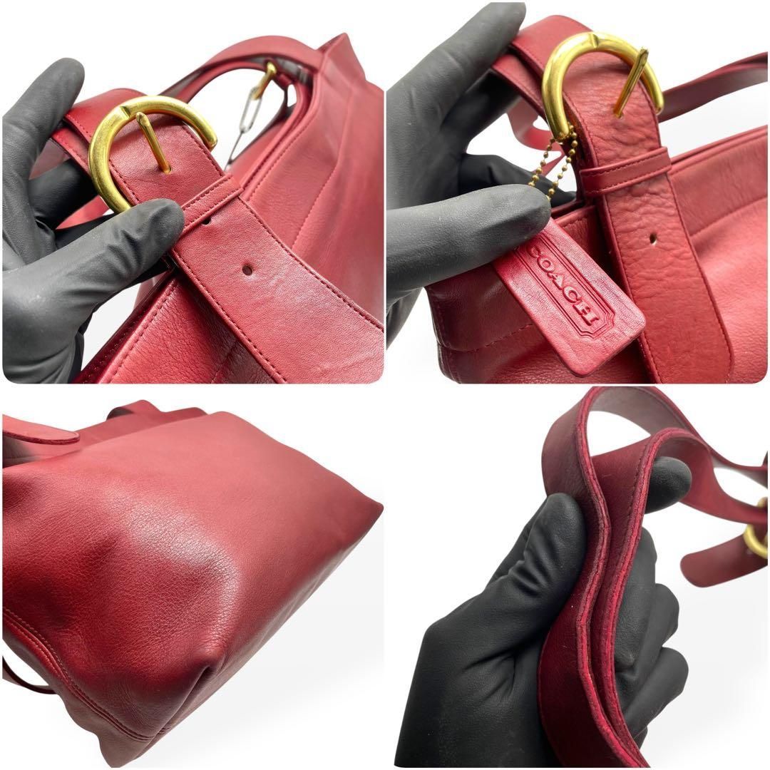 極美品 COACH オールドコーチ USA製 トートバッグ 肩掛け レッド