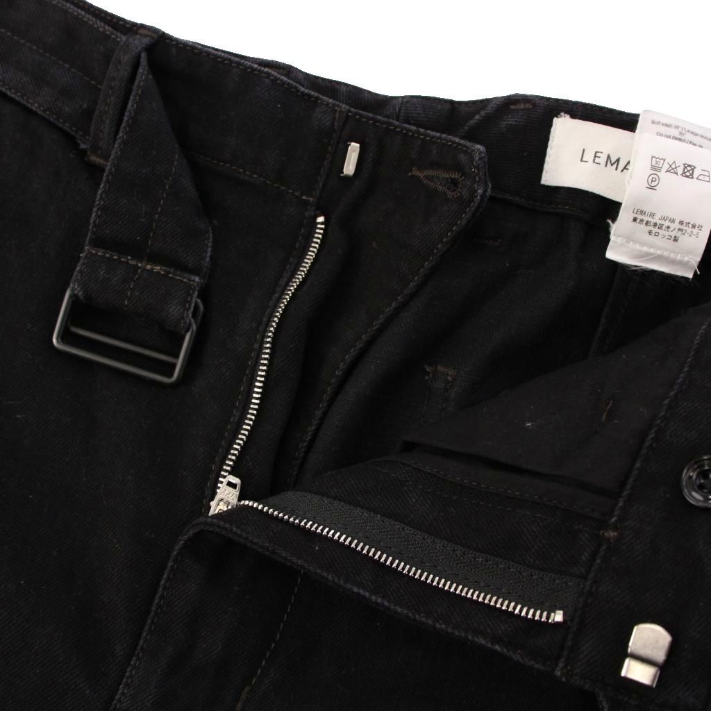 ルメール LEMAIRE ツイストベルテッドパンツ ワイド S 黒 PA326 LD1000