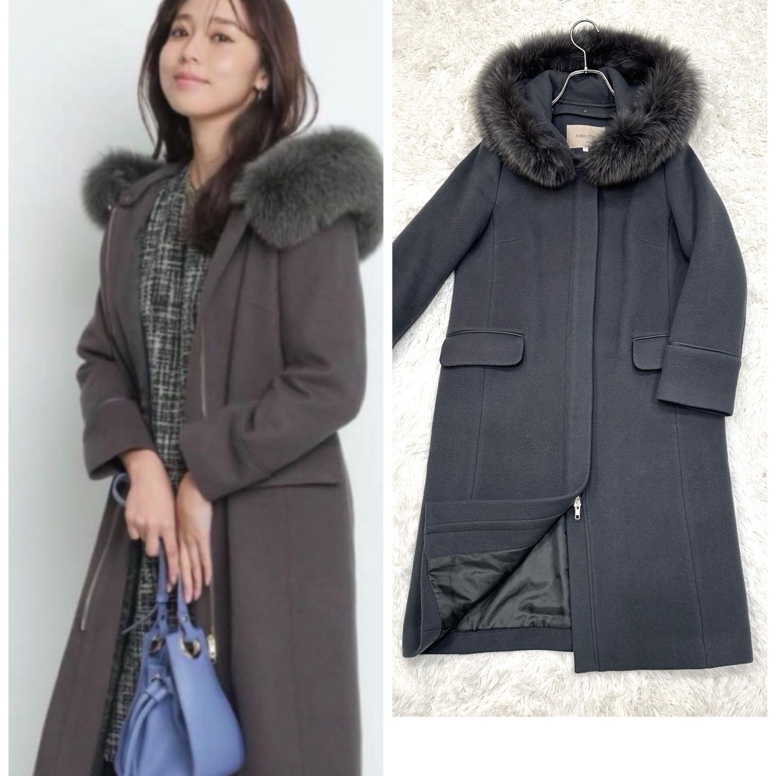 JUSGLITTY アイスグレー 3wayコート 膝丈コート サイズ 2 ・M