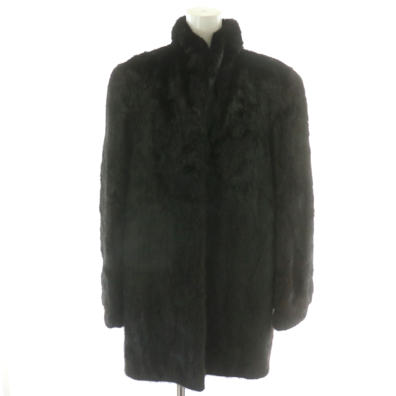 【美品/艶感】サガミンク リアルファーコート 本毛皮 ブラックミンク 銀サガ サガミンク SAGA MINK 銀サガ ファーコート ミドル ハーフ ブラック