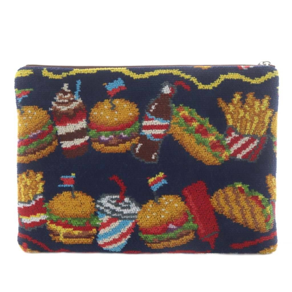 【完売☆未開封】フェイラー フラットポーチ☆バーガーショップ・ネイビー フェイラー FEILER ラブラリーバイフェイラー バーガーショップ