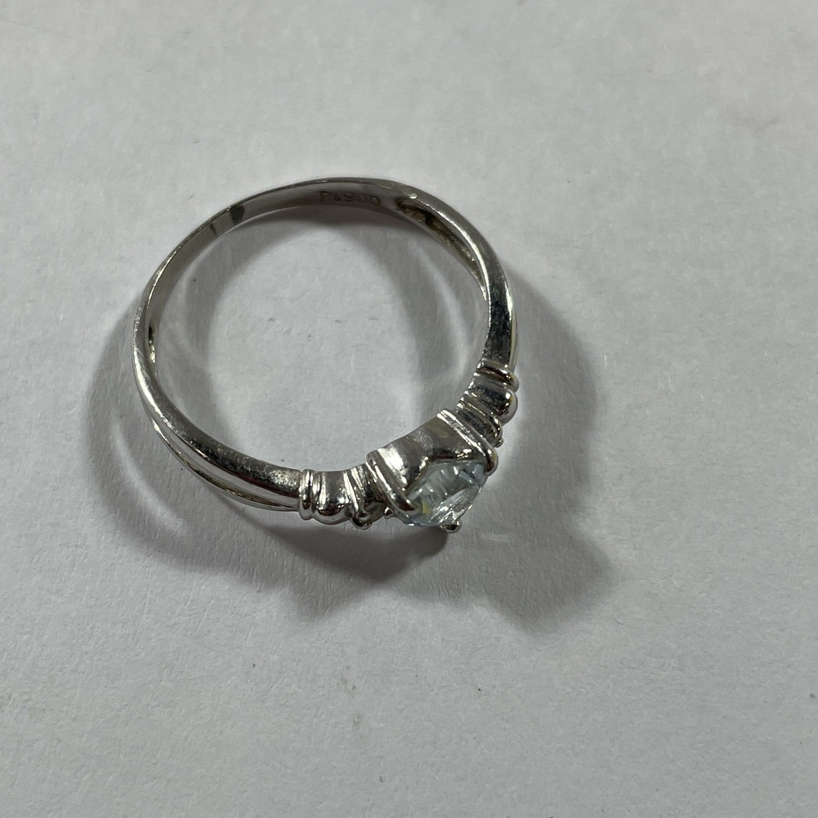 ☆ Pt900刻印 プラチナ ハートモチーフ 石付き デザインリング 指輪 13