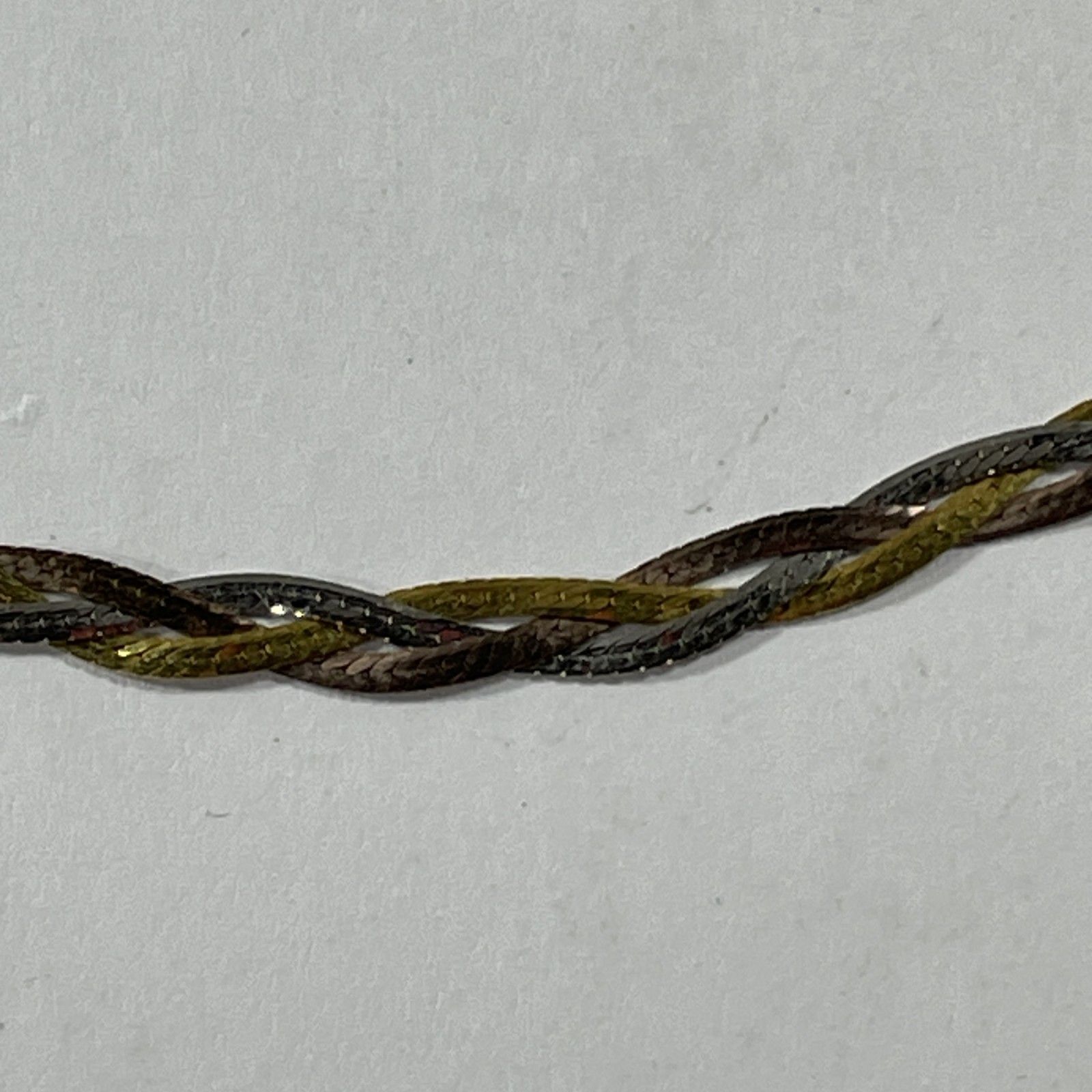 ☆ 14KT/585刻印 イエロー スリーカラー編み込みネックレス ITALY