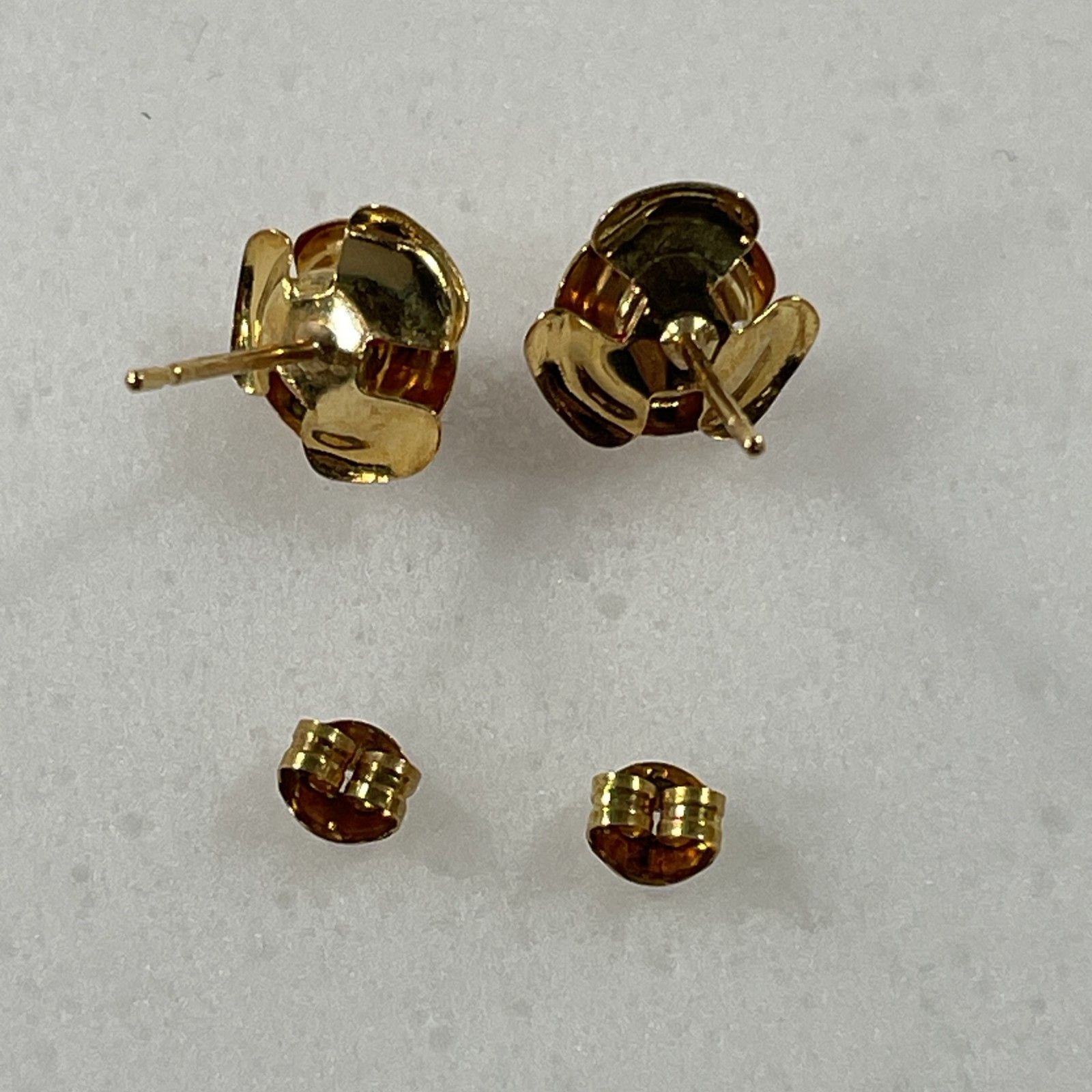 ☆ K18刻印 18金 花モチーフ レッド 両耳ピアス キャッチ/ポスト 刻印
