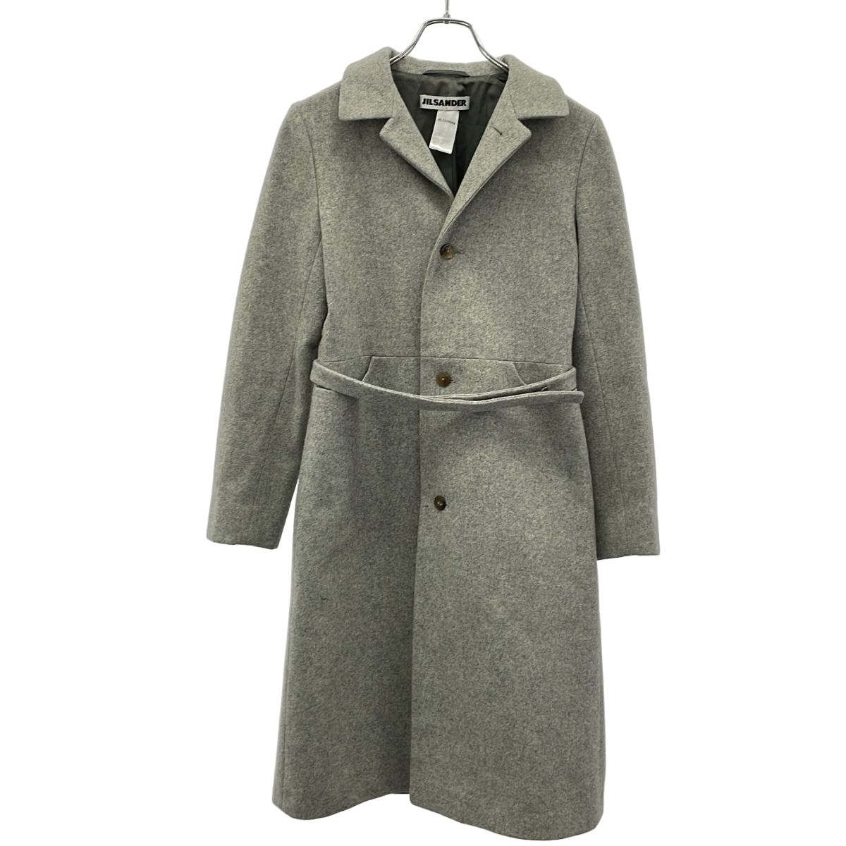 JIL SANDER ジルサンダー ベルテッドウールコート グレー 36 - メルカリ