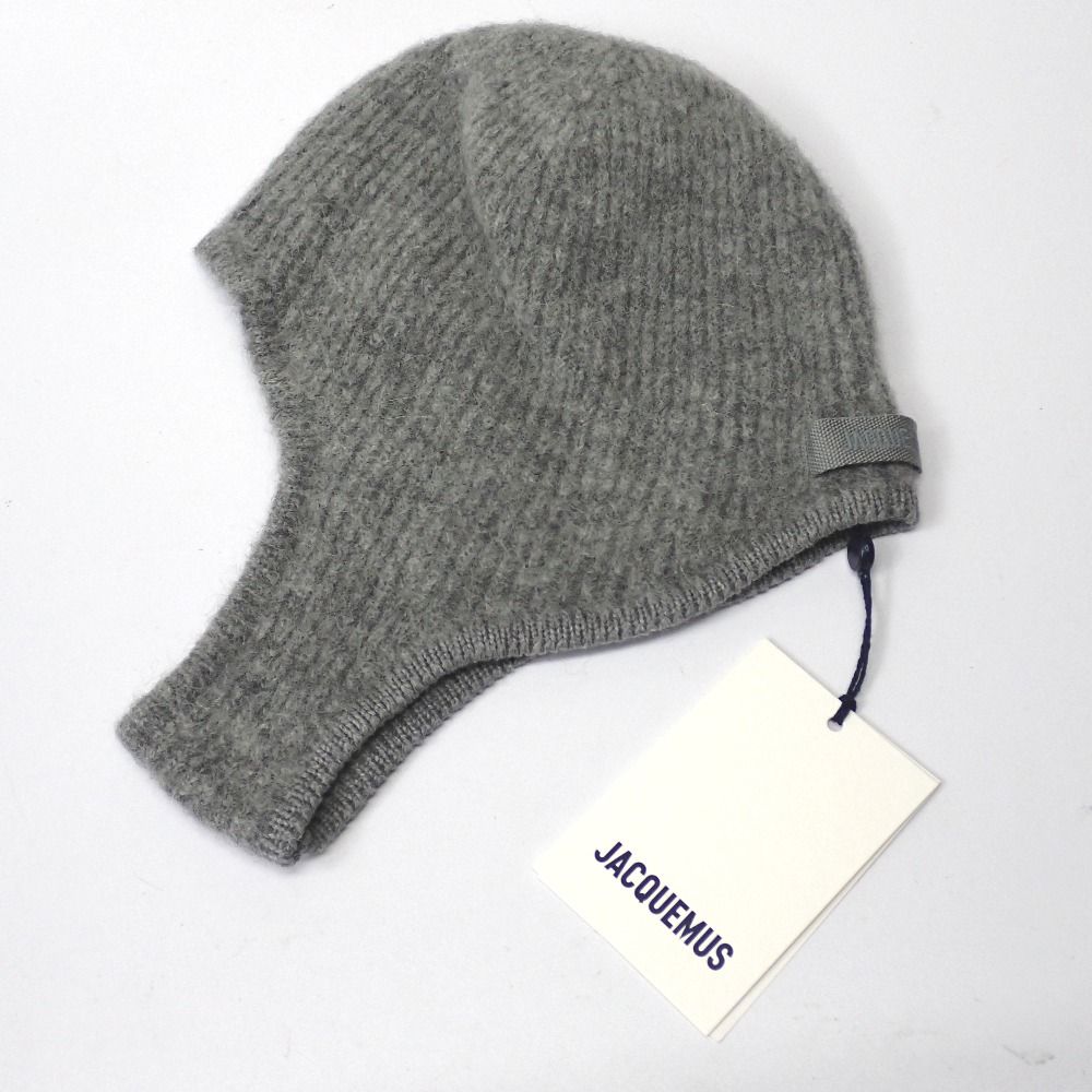 JACQUEMUS バラクラバ ニット帽 ビーニー グレー Jacquemus Gray La Casa 'Le bonnet Gros Grain' Beanie - Hats