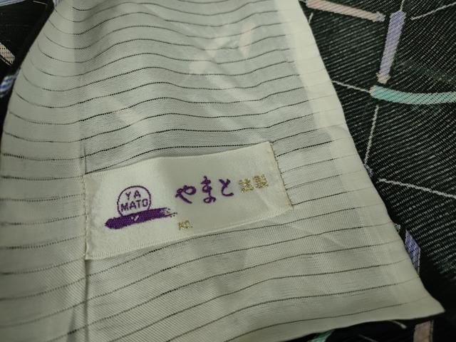 平和屋着物＊夏物　小紋　絽　番傘　黒地　やまと誂製　洗える着物　DABA4516az 平和屋着物＊夏物 小紋 絽 番傘 黒地 やまと誂製 洗える着物