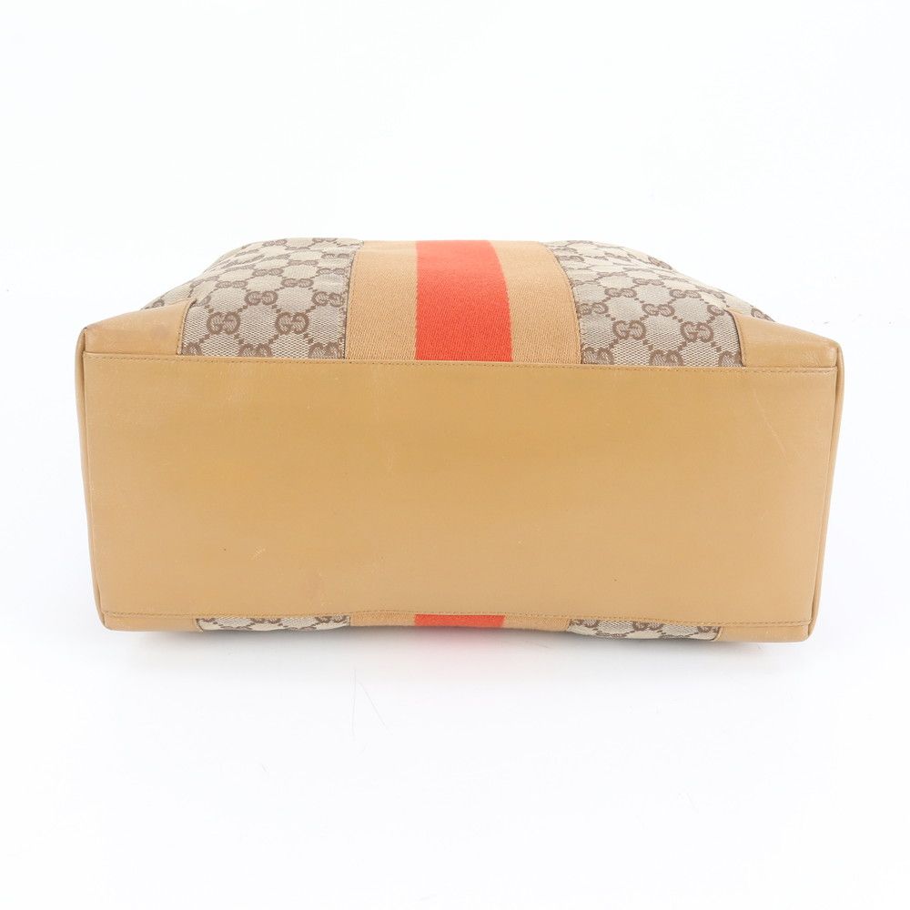 グッチ GGキャンバス シェリー ライン 002 1093 レザー トート バッグ