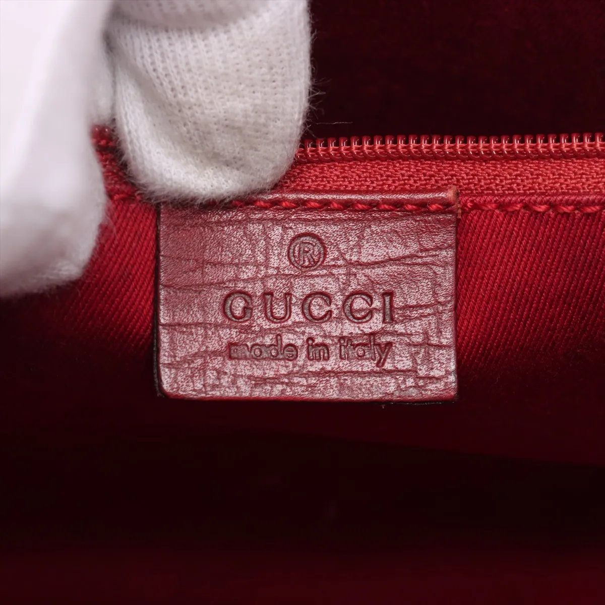 美品 グッチ ジャッキー GGキャンバス レッド 467891 レザー