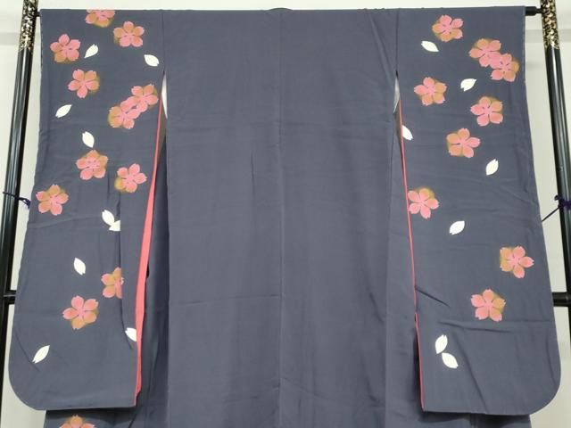 平和屋着物○世界的人形師 辻村寿三郎 ジュサブロー 振袖 舞花文 金彩