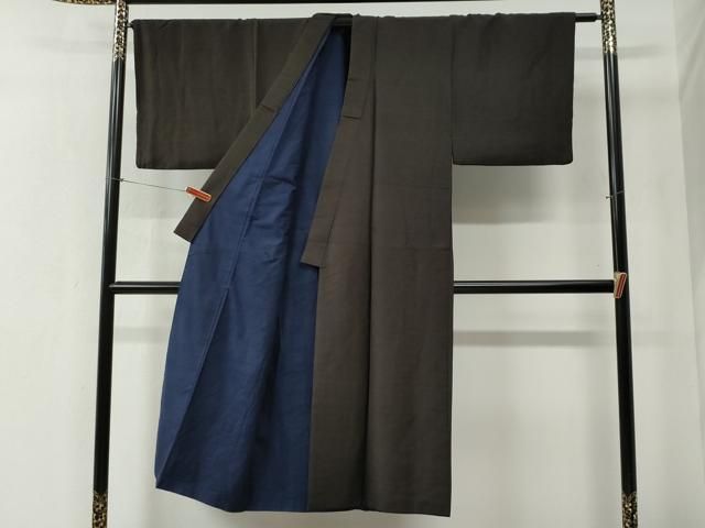 男性和服、着物 平和屋着物○極上 男性 色無地 アンサンブル 長羽織